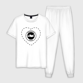 Мужская пижама хлопок с принтом Лого Brighton в сердечке в Новосибирске, 100% хлопок | брюки и футболка прямого кроя, без карманов, на брюках мягкая резинка на поясе и по низу штанин
 | 