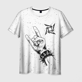 Мужская футболка 3D с принтом Metallica и рок символ в Тюмени, 100% полиэфир | прямой крой, круглый вырез горловины, длина до линии бедер | 