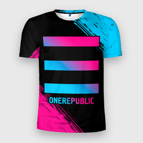 Мужская футболка 3D Slim с принтом OneRepublic   neon gradient , 100% полиэстер с улучшенными характеристиками | приталенный силуэт, круглая горловина, широкие плечи, сужается к линии бедра | 