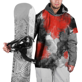 Накидка на куртку 3D с принтом Черно красная абстрактная текстура акварели в Курске, 100% полиэстер |  | 