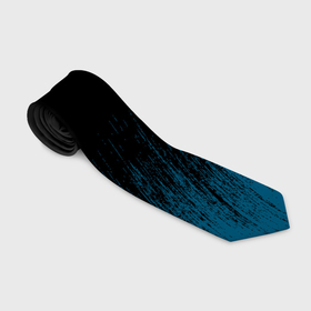 Галстук 3D с принтом Синие штрихи на черном в Белгороде, 100% полиэстер | Длина 148 см; Плотность 150-180 г/м2 | Тематика изображения на принте: 