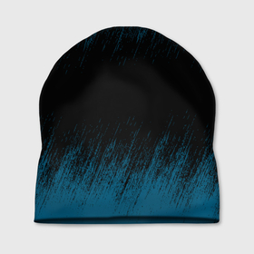 Шапка 3D с принтом Синие штрихи на черном в Тюмени, 100% полиэстер | универсальный размер, печать по всей поверхности изделия | 