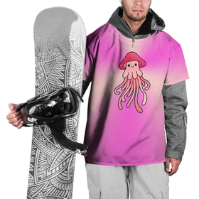 Накидка на куртку 3D с принтом Кавайный грибочек мухомор   медуза в стиле японского стикера в Екатеринбурге, 100% полиэстер |  | Тематика изображения на принте: 