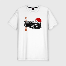 Мужская футболка хлопок Slim с принтом Subaru Impreza WRX Sti Japanese Retro Style в Тюмени, 92% хлопок, 8% лайкра | приталенный силуэт, круглый вырез ворота, длина до линии бедра, короткий рукав | 