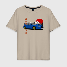 Мужская футболка хлопок Oversize с принтом Subaru Impreza 2 WRX Sti JDM Lover , 100% хлопок | свободный крой, круглый ворот, “спинка” длиннее передней части | 