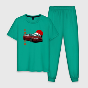 Мужская пижама хлопок с принтом Integra dc2 Retro JDM Style в Тюмени, 100% хлопок | брюки и футболка прямого кроя, без карманов, на брюках мягкая резинка на поясе и по низу штанин
 | 