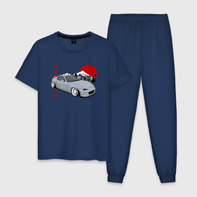 Мужская пижама хлопок с принтом Mazda MX 5 ND Miata ND Front View JDM Retro в Тюмени, 100% хлопок | брюки и футболка прямого кроя, без карманов, на брюках мягкая резинка на поясе и по низу штанин
 | Тематика изображения на принте: 