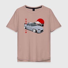 Мужская футболка хлопок Oversize с принтом Mazda MX 5 ND Miata ND Front View JDM Retro в Тюмени, 100% хлопок | свободный крой, круглый ворот, “спинка” длиннее передней части | Тематика изображения на принте: 