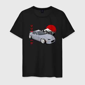 Мужская футболка хлопок с принтом Mazda MX 5 ND Miata ND Front View JDM Retro в Петрозаводске, 100% хлопок | прямой крой, круглый вырез горловины, длина до линии бедер, слегка спущенное плечо. | Тематика изображения на принте: 