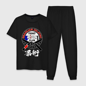 Мужская пижама хлопок с принтом Jiu jitsu brazilian fight club в Курске, 100% хлопок | брюки и футболка прямого кроя, без карманов, на брюках мягкая резинка на поясе и по низу штанин
 | 