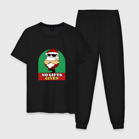Мужская пижама хлопок с принтом No gifts given в Курске, 100% хлопок | брюки и футболка прямого кроя, без карманов, на брюках мягкая резинка на поясе и по низу штанин
 | 