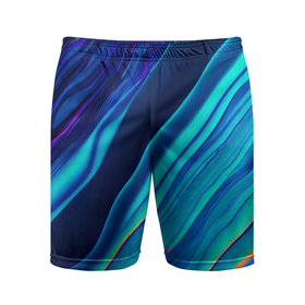 Мужские шорты спортивные с принтом Голографические волны, тёмная абстракция в Белгороде,  |  | Тематика изображения на принте: 