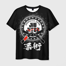 Мужская футболка 3D с принтом Brazilian fight club Jiu jitsu в Белгороде, 100% полиэфир | прямой крой, круглый вырез горловины, длина до линии бедер | 