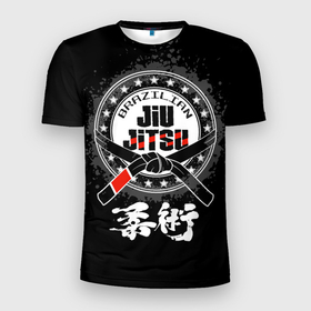 Мужская футболка 3D Slim с принтом Brazilian fight club Jiu jitsu в Белгороде, 100% полиэстер с улучшенными характеристиками | приталенный силуэт, круглая горловина, широкие плечи, сужается к линии бедра | Тематика изображения на принте: 