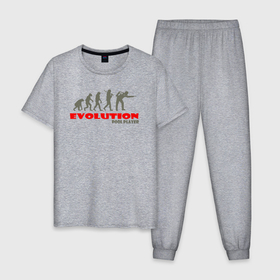 Мужская пижама хлопок с принтом Эволюция в игрока в пул в Курске, 100% хлопок | брюки и футболка прямого кроя, без карманов, на брюках мягкая резинка на поясе и по низу штанин
 | 