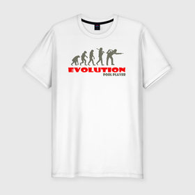 Мужская футболка хлопок Slim с принтом Эволюция в игрока в пул в Тюмени, 92% хлопок, 8% лайкра | приталенный силуэт, круглый вырез ворота, длина до линии бедра, короткий рукав | Тематика изображения на принте: 