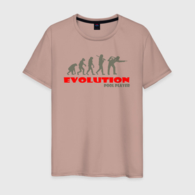 Мужская футболка хлопок с принтом Эволюция в игрока в пул в Санкт-Петербурге, 100% хлопок | прямой крой, круглый вырез горловины, длина до линии бедер, слегка спущенное плечо. | 