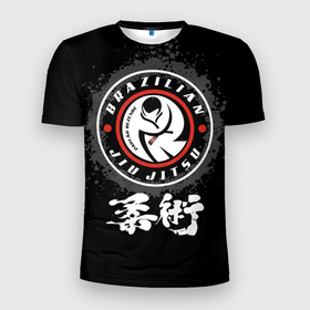 Мужская футболка 3D Slim с принтом Brazilian fight club Jiu jitsu fighter в Белгороде, 100% полиэстер с улучшенными характеристиками | приталенный силуэт, круглая горловина, широкие плечи, сужается к линии бедра | Тематика изображения на принте: 