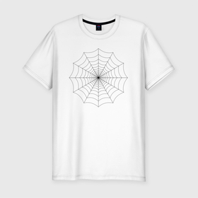 Мужская футболка хлопок Slim с принтом Круглая паутина паука в Санкт-Петербурге, 92% хлопок, 8% лайкра | приталенный силуэт, круглый вырез ворота, длина до линии бедра, короткий рукав | 