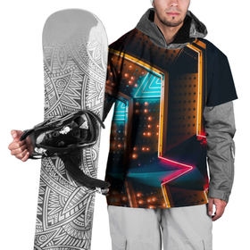 Накидка на куртку 3D с принтом Неоновые огни на геометрических поверхностях в Екатеринбурге, 100% полиэстер |  | Тематика изображения на принте: 