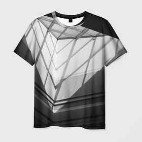 Мужская футболка 3D с принтом Абстрактные тени и геометрические фигуры в Петрозаводске, 100% полиэфир | прямой крой, круглый вырез горловины, длина до линии бедер | 