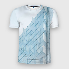 Мужская футболка 3D Slim с принтом Абстрактный стеклянный мир в Тюмени, 100% полиэстер с улучшенными характеристиками | приталенный силуэт, круглая горловина, широкие плечи, сужается к линии бедра | 