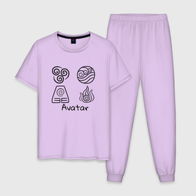 Мужская пижама хлопок с принтом Аватар и четыре стихии , 100% хлопок | брюки и футболка прямого кроя, без карманов, на брюках мягкая резинка на поясе и по низу штанин
 | 
