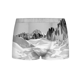 Мужские трусы 3D с принтом Полигональные стилизованные горы   вершина в Тюмени, 50% хлопок, 50% полиэстер | классическая посадка, на поясе мягкая тканевая резинка | Тематика изображения на принте: 
