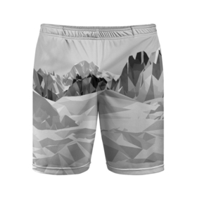 Мужские шорты спортивные с принтом Полигональные стилизованные горы   вершина в Тюмени,  |  | Тематика изображения на принте: 