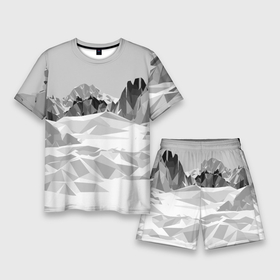 Мужской костюм с шортами 3D с принтом Полигональные стилизованные горы   вершина в Тюмени,  |  | Тематика изображения на принте: 