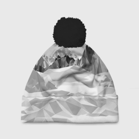 Шапка 3D c помпоном с принтом Полигональные стилизованные горы   вершина в Тюмени, 100% полиэстер | универсальный размер, печать по всей поверхности изделия | Тематика изображения на принте: 