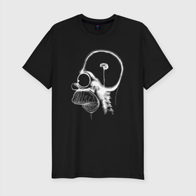 Мужская футболка хлопок Slim с принтом Томография мозга Гомера Симпсона в Тюмени, 92% хлопок, 8% лайкра | приталенный силуэт, круглый вырез ворота, длина до линии бедра, короткий рукав | Тематика изображения на принте: 