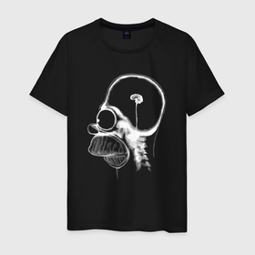 Мужская футболка хлопок с принтом Томография мозга Гомера Симпсона в Курске, 100% хлопок | прямой крой, круглый вырез горловины, длина до линии бедер, слегка спущенное плечо. | Тематика изображения на принте: 
