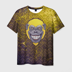 Мужская футболка 3D с принтом Безумная обезьяна в Белгороде, 100% полиэфир | прямой крой, круглый вырез горловины, длина до линии бедер | 