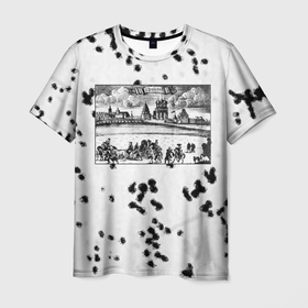 Мужская футболка 3D с принтом Ретро гравюра Измайлово в Белгороде, 100% полиэфир | прямой крой, круглый вырез горловины, длина до линии бедер | 