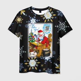 Мужская футболка 3D с принтом Новый год дед мороз отвечает на письма в Екатеринбурге, 100% полиэфир | прямой крой, круглый вырез горловины, длина до линии бедер | Тематика изображения на принте: 