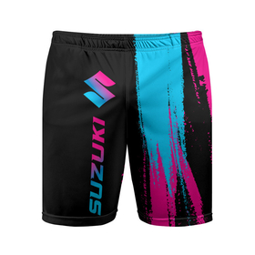 Мужские шорты спортивные с принтом Suzuki   neon gradient: по вертикали ,  |  | 