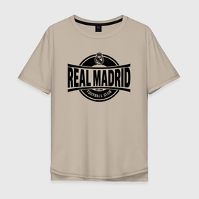 Мужская футболка хлопок Oversize с принтом Реал Мадрид ФК в Белгороде, 100% хлопок | свободный крой, круглый ворот, “спинка” длиннее передней части | 