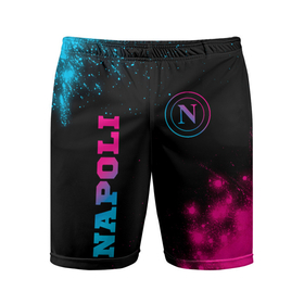 Мужские шорты спортивные с принтом Napoli   neon gradient: надпись, символ ,  |  | 