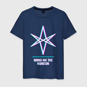 Мужская футболка хлопок с принтом Bring Me the Horizon glitch rock в Екатеринбурге, 100% хлопок | прямой крой, круглый вырез горловины, длина до линии бедер, слегка спущенное плечо. | 