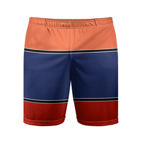 Мужские шорты спортивные с принтом Combined pattern striped orange red blue в Санкт-Петербурге,  |  | 