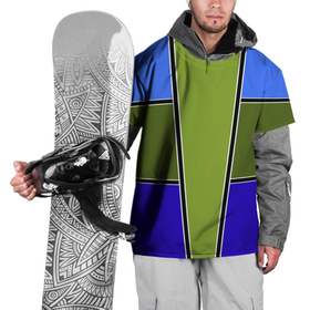 Накидка на куртку 3D с принтом Зелено  синий геометрический дизайн в Новосибирске, 100% полиэстер |  | 