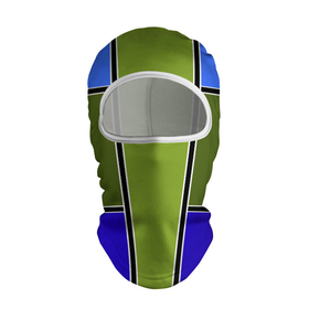 Балаклава 3D с принтом Зелено  синий геометрический дизайн в Новосибирске, 100% полиэстер, ткань с особыми свойствами — Activecool | плотность 150–180 г/м2; хорошо тянется, но при этом сохраняет форму. Закрывает шею, вокруг отверстия для глаз кайма. Единый размер | 