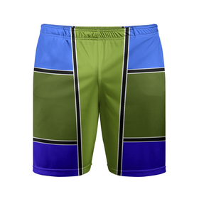 Мужские шорты спортивные с принтом Зелено  синий геометрический дизайн в Новосибирске,  |  | 