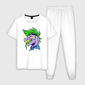 Мужская пижама хлопок с принтом Toxic t rex в Курске, 100% хлопок | брюки и футболка прямого кроя, без карманов, на брюках мягкая резинка на поясе и по низу штанин
 | 