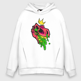 Мужское худи Oversize хлопок с принтом The Crowned skull of a T rex в Екатеринбурге, френч-терри — 70% хлопок, 30% полиэстер. Мягкий теплый начес внутри —100% хлопок | боковые карманы, эластичные манжеты и нижняя кромка, капюшон на магнитной кнопке | 