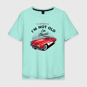 Мужская футболка хлопок Oversize с принтом Старая красная машина в Белгороде, 100% хлопок | свободный крой, круглый ворот, “спинка” длиннее передней части | 