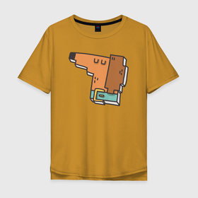 Мужская футболка хлопок Oversize с принтом Квадратная картонная собака в Тюмени, 100% хлопок | свободный крой, круглый ворот, “спинка” длиннее передней части | Тематика изображения на принте: 