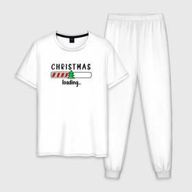 Мужская пижама хлопок с принтом Рождественская шкала загрузки в Курске, 100% хлопок | брюки и футболка прямого кроя, без карманов, на брюках мягкая резинка на поясе и по низу штанин
 | 