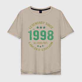 Мужская футболка хлопок Oversize с принтом Легендарный с 1998 в Тюмени, 100% хлопок | свободный крой, круглый ворот, “спинка” длиннее передней части | Тематика изображения на принте: 